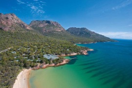 Freycinet Lodge With THe Hazards Behind