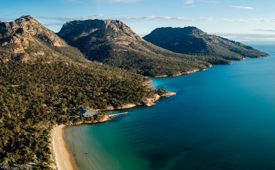 wineglass bay, hazards mountain range, freycinet, east coast tasmania